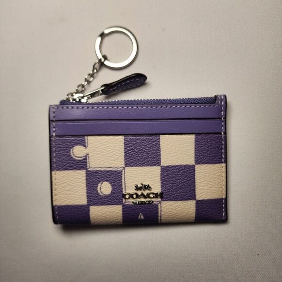 NWT COACH CR825 Mini Skinny Id Case Checkerboard Print Light Violet - Picture 1 of 3